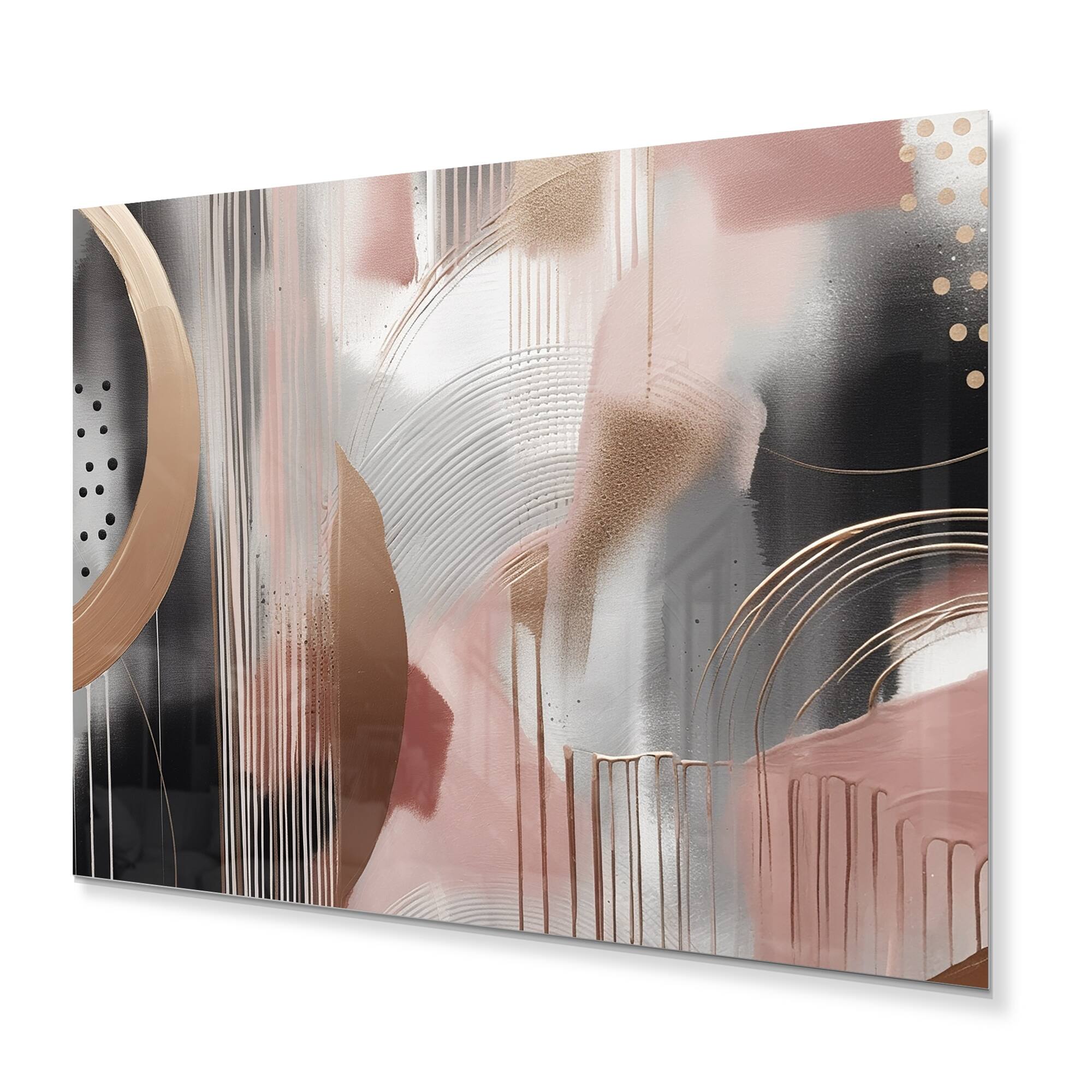 Designart "Pink Rosegold Captivating Circle III" Modern Shapes